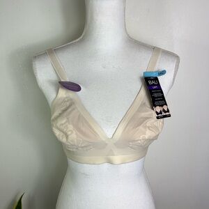 NWT Bali Lift Gravity Defying Bra Size 34C Style 6564 Nude Floral Sheer Wireless